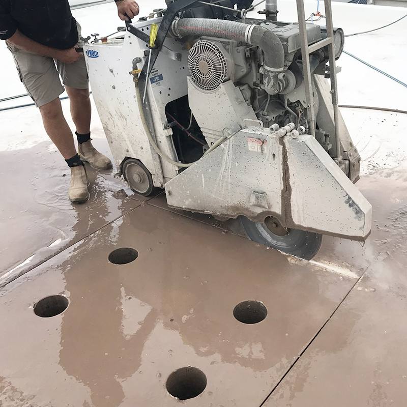 cut concrete floor upper level