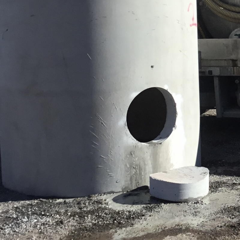 concrete hole drilling in tank