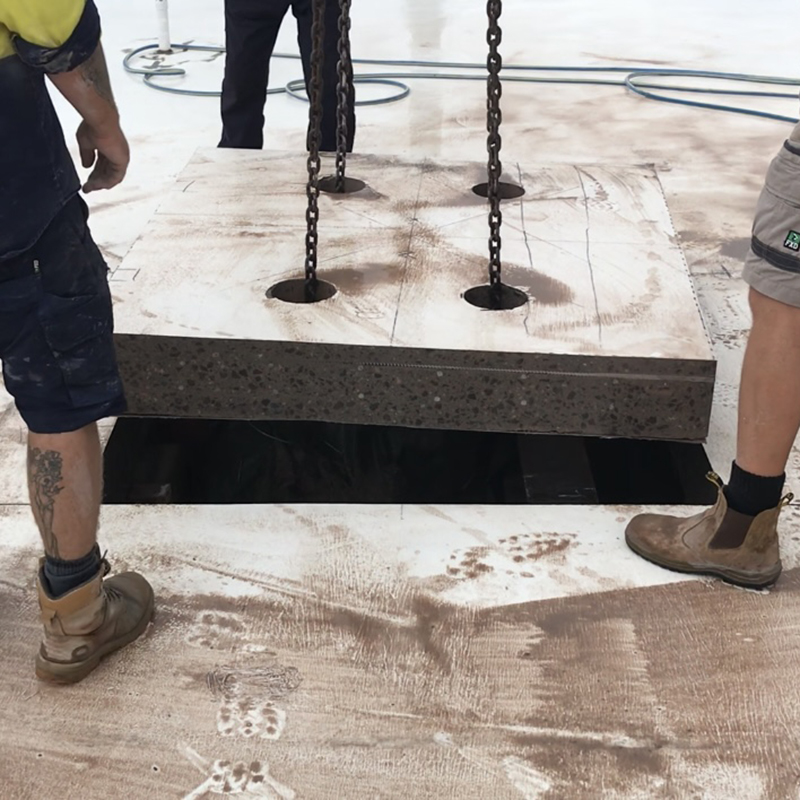 cut concrete floor upper level